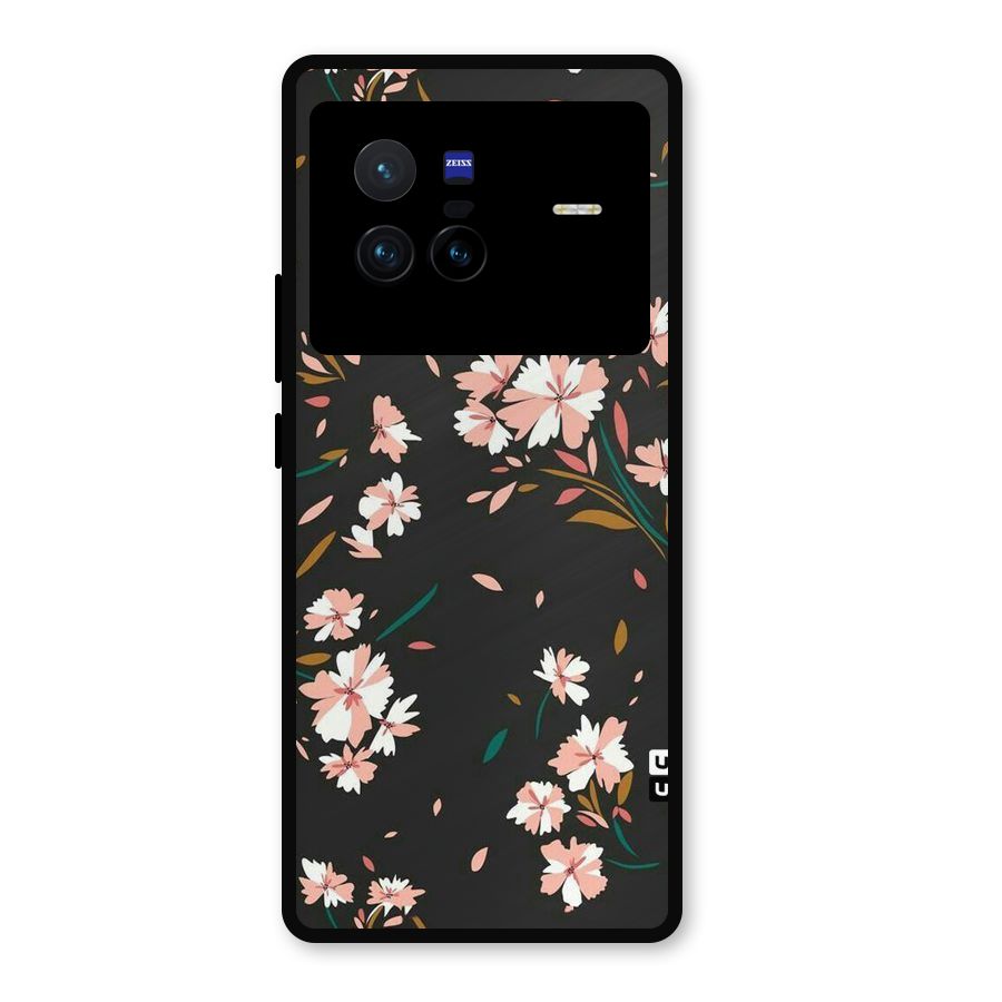 Floral Petals Peach Metal Back Case for Vivo X80