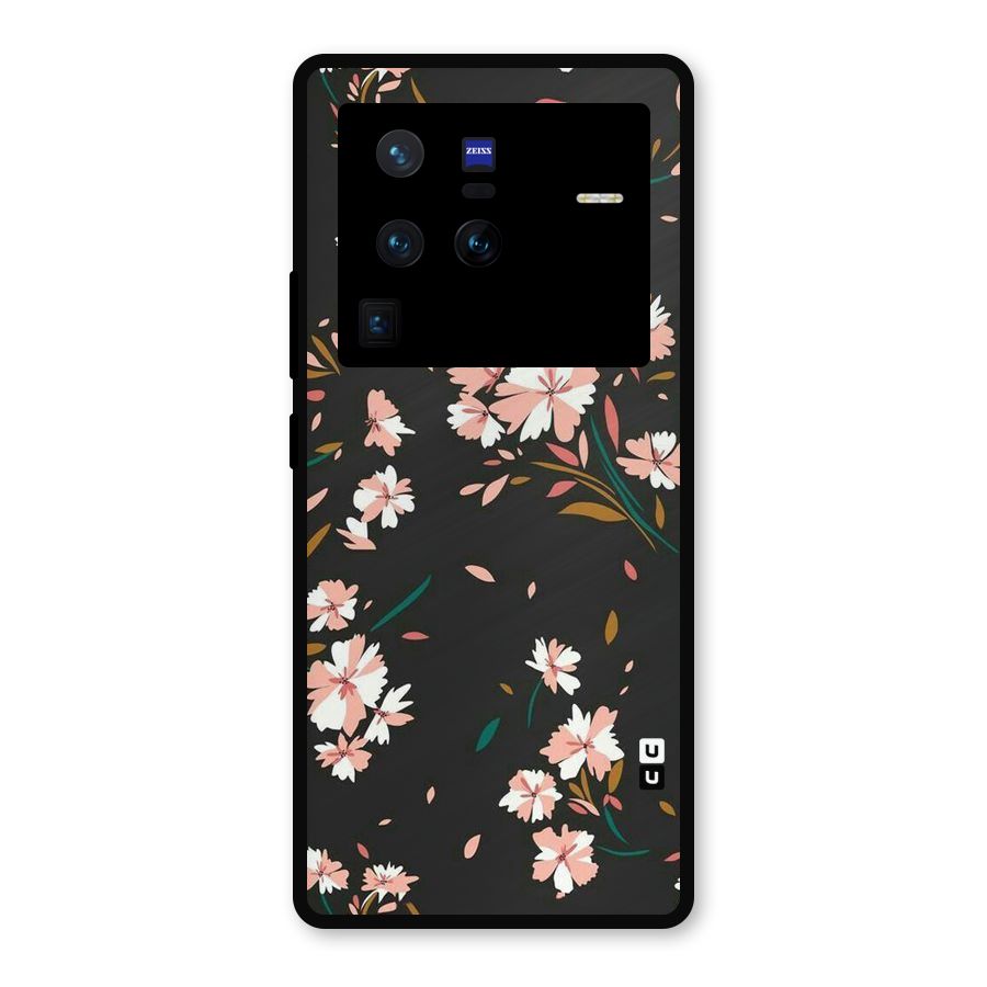 Floral Petals Peach Metal Back Case for Vivo X80 Pro