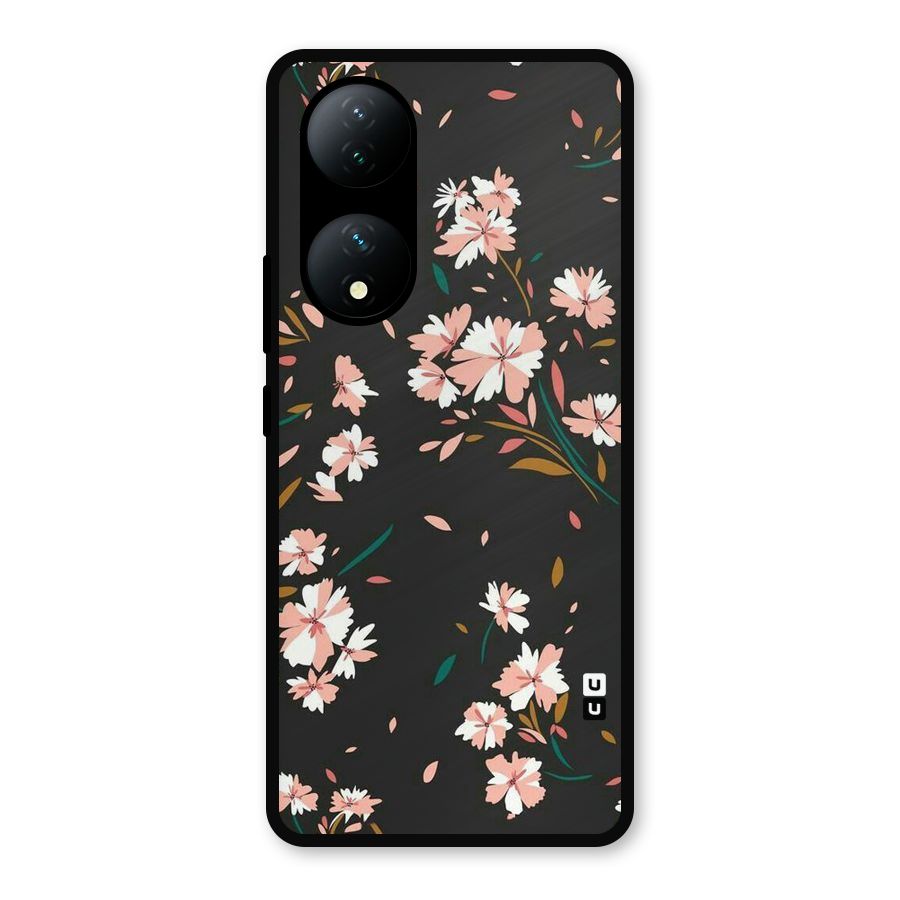 Floral Petals Peach Metal Back Case for Vivo Y100a