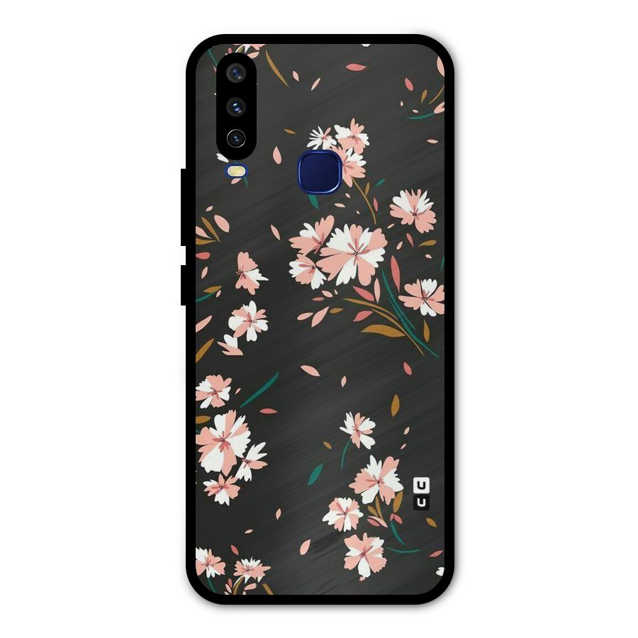 Floral Petals Peach Metal Back Case for Vivo Y15