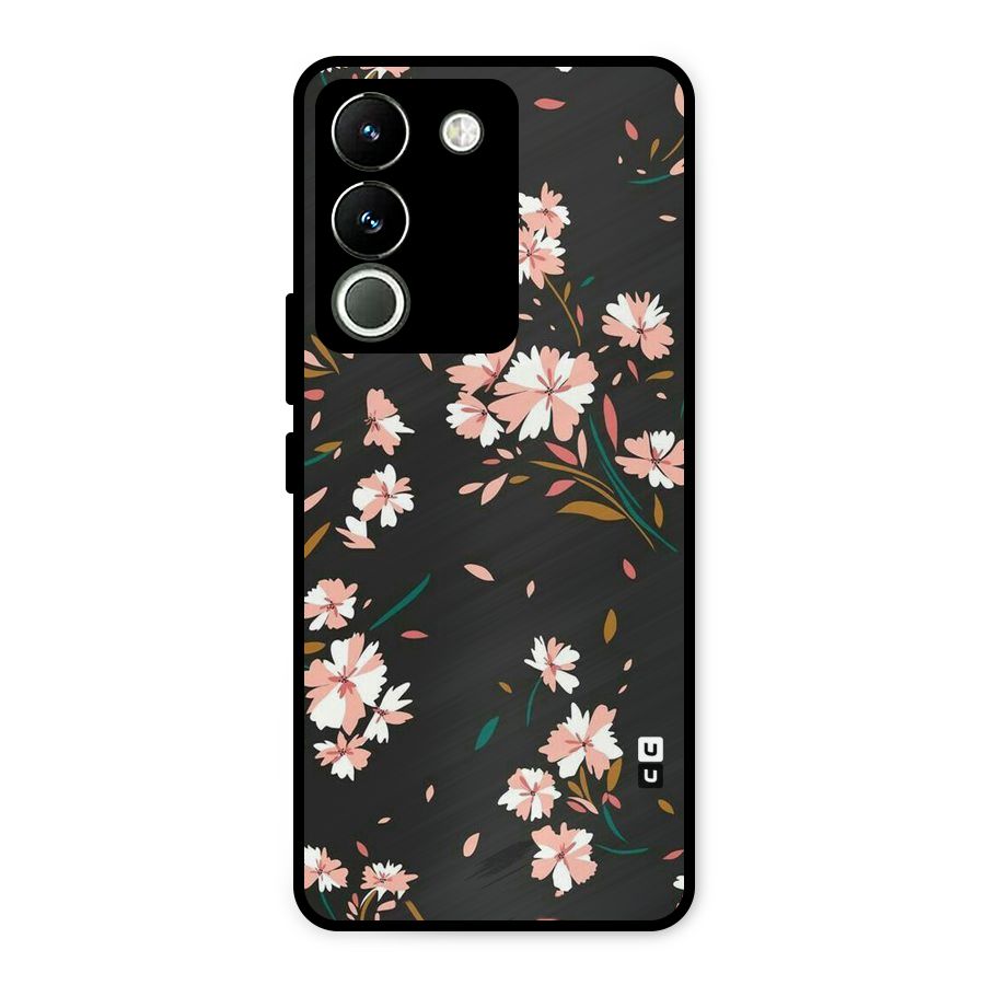 Floral Petals Peach Metal Back Case for Vivo Y200