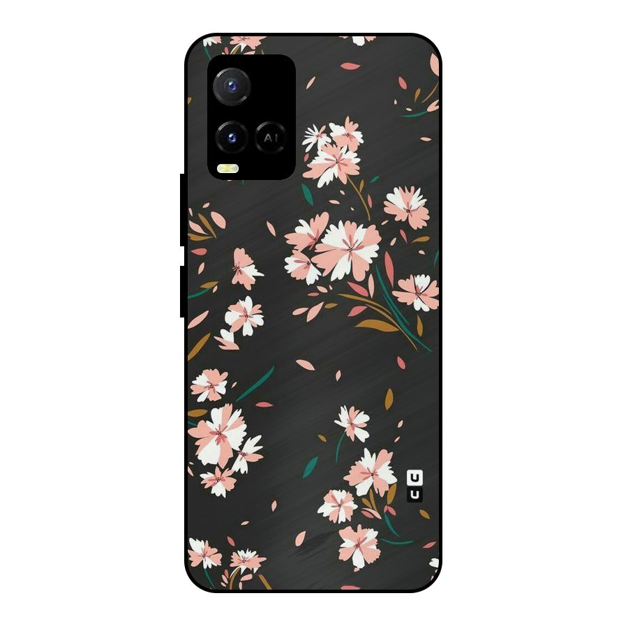 Floral Petals Peach Metal Back Case for Vivo Y21T