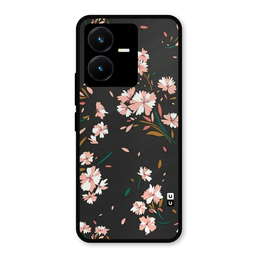 Floral Petals Peach Metal Back Case for Vivo Y22