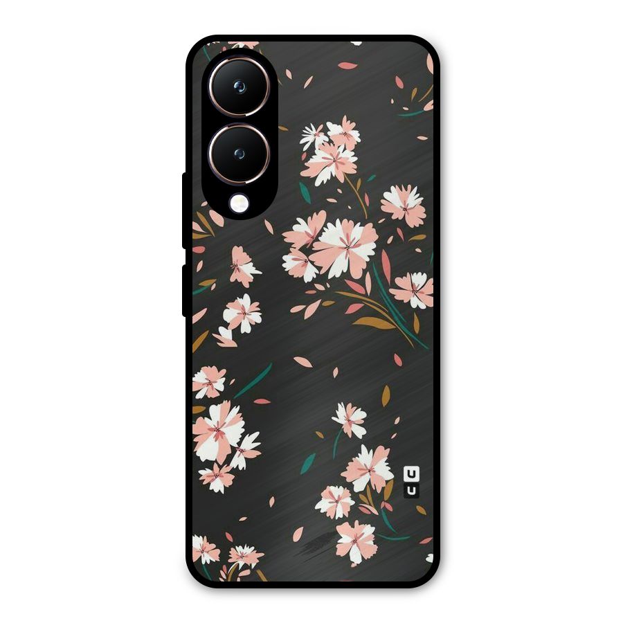 Floral Petals Peach Metal Back Case for Vivo Y28