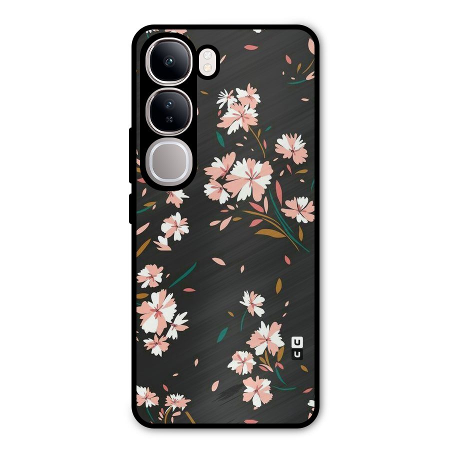 Floral Petals Peach Metal Back Case for Vivo Y300