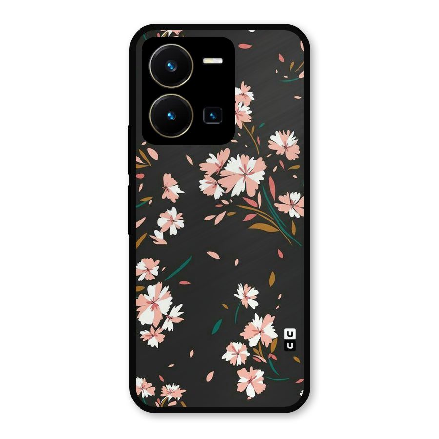 Floral Petals Peach Metal Back Case for Vivo Y35