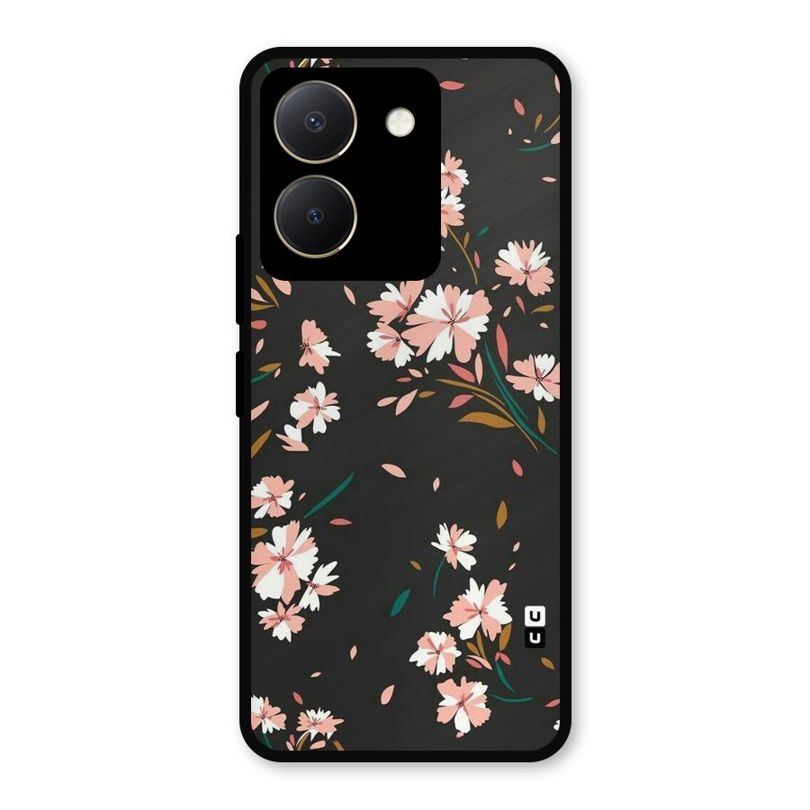 Floral Petals Peach Metal Back Case for Vivo Y36