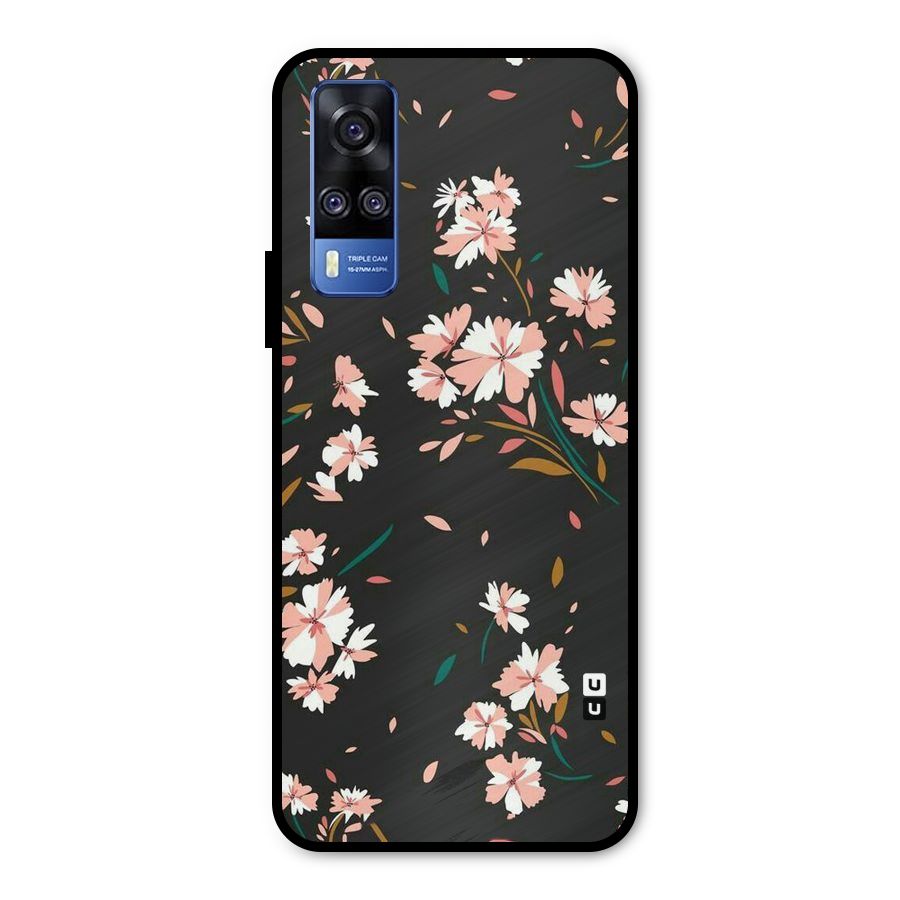 Floral Petals Peach Metal Back Case for Vivo Y51A