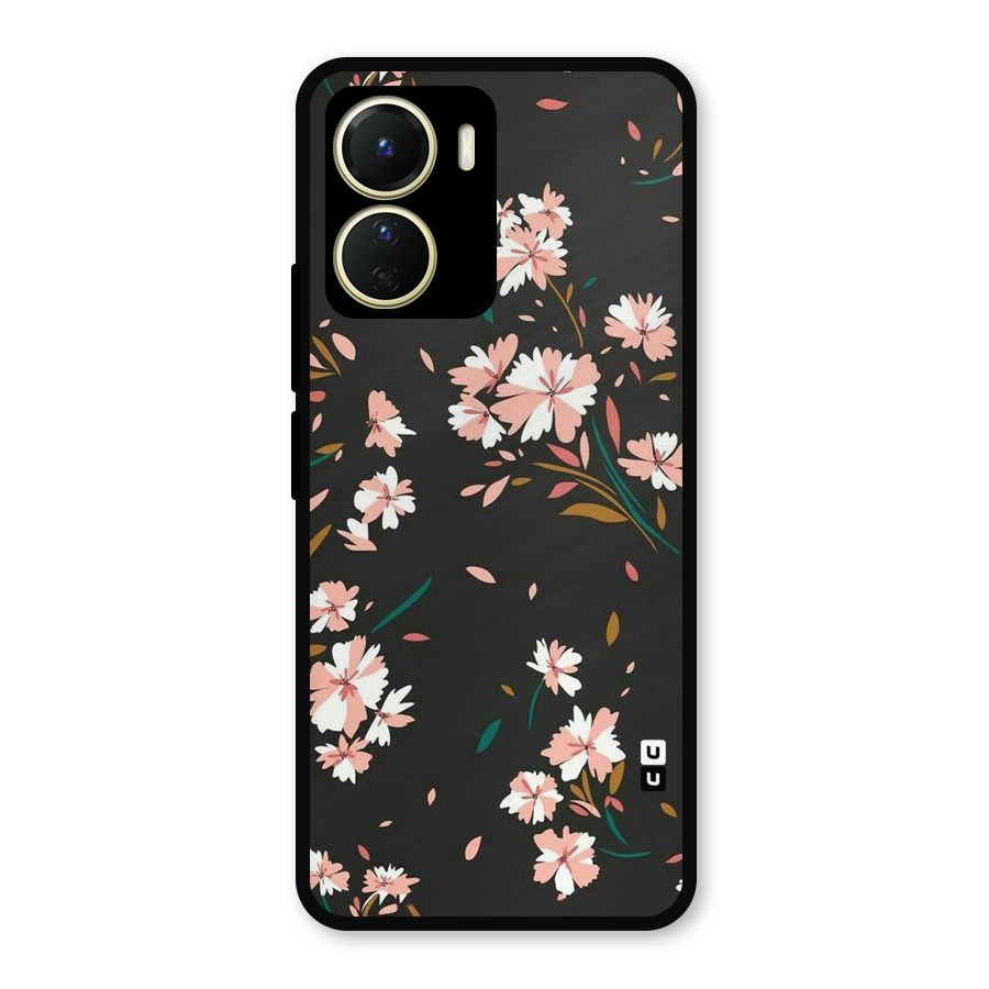 Floral Petals Peach Metal Back Case for Vivo Y56