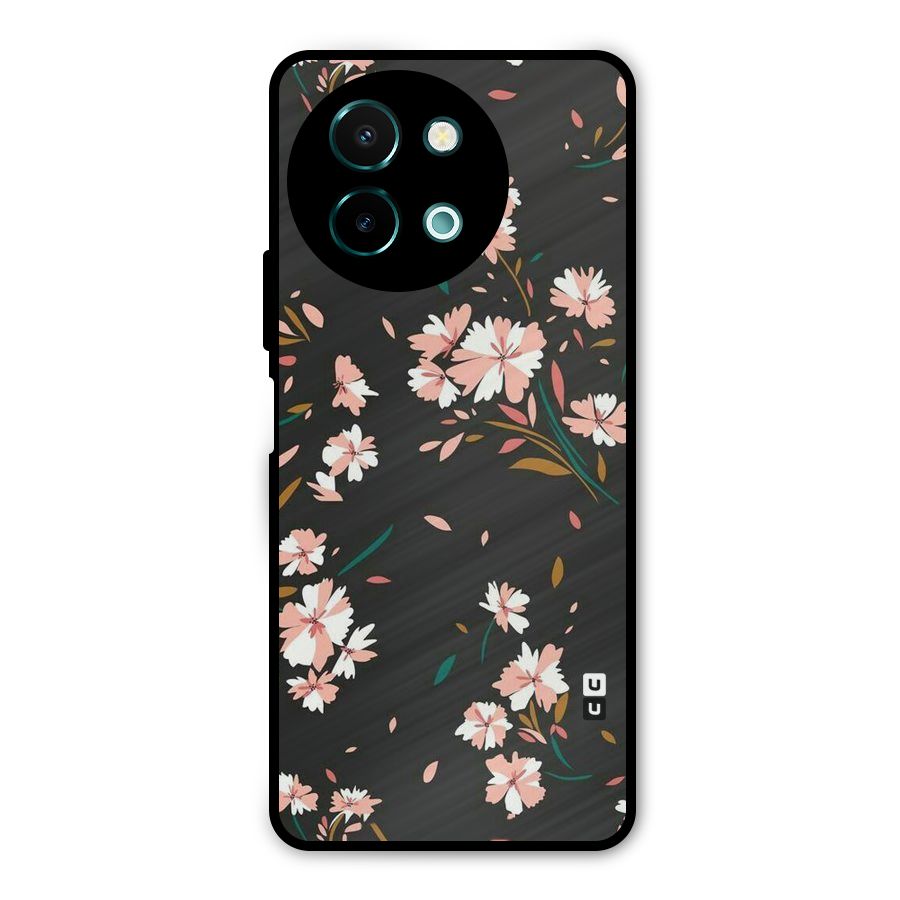 Floral Petals Peach Metal Back Case for Vivo Y58