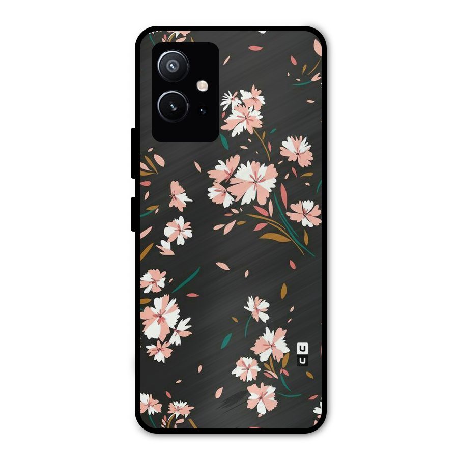 Floral Petals Peach Metal Back Case for Vivo Y75 5G