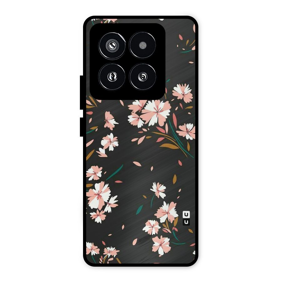 Floral Petals Peach Metal Back Case for Xiaomi 14 Pro