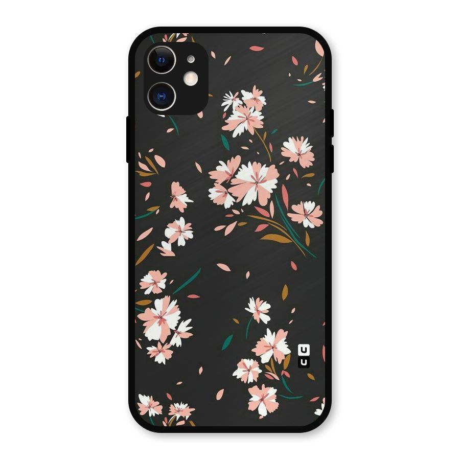 Floral Petals Peach Metal Back Case for iPhone 11
