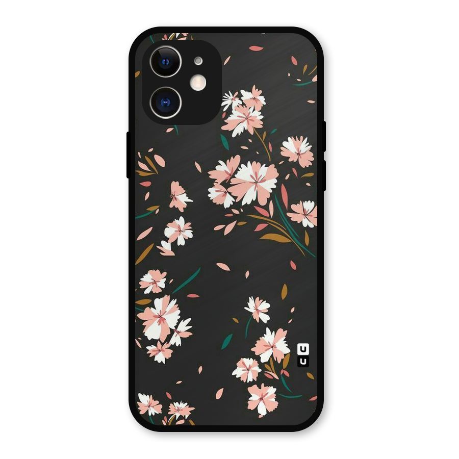 Floral Petals Peach Metal Back Case for iPhone 12