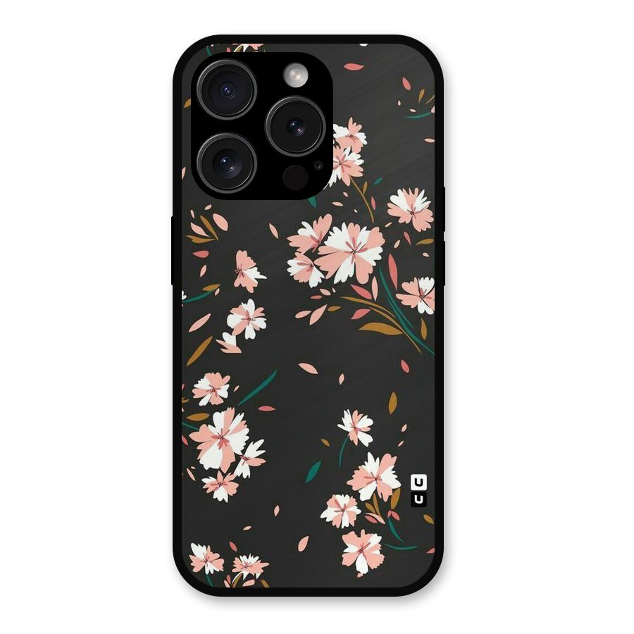 Floral Petals Peach Metal Back Case for iPhone 15 Pro