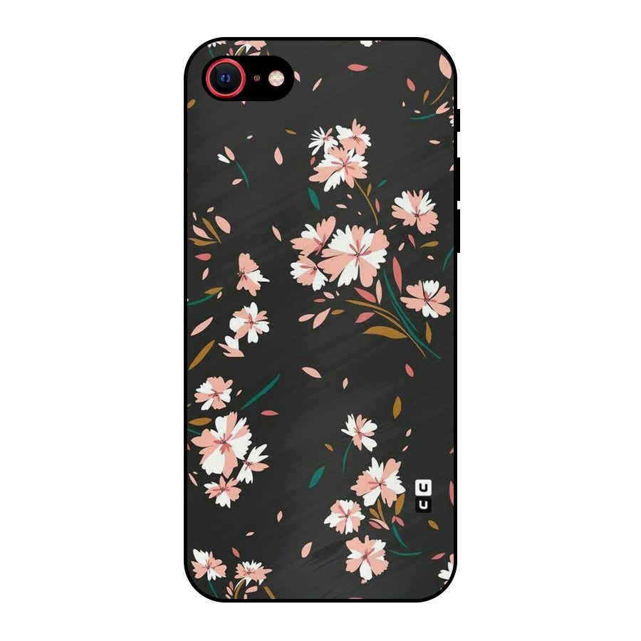 Floral Petals Peach Metal Back Case for iPhone 7