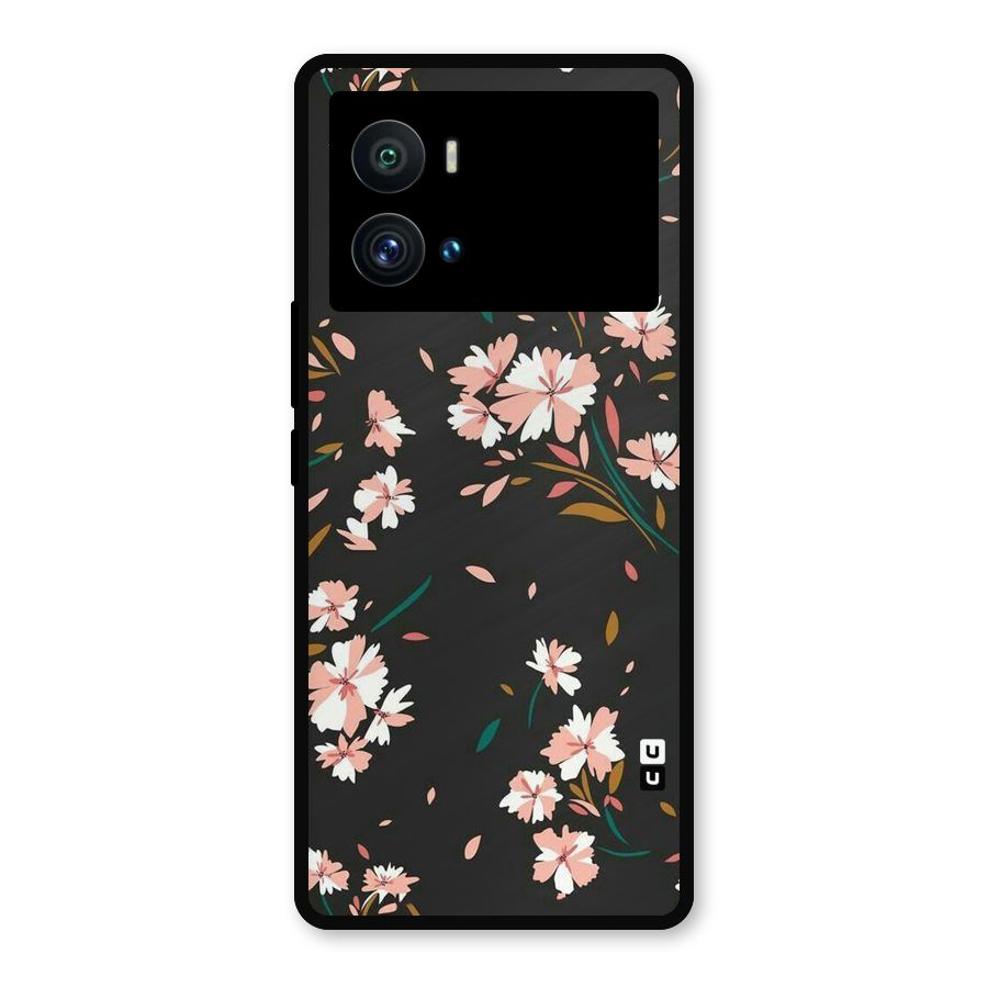 Floral Petals Peach Metal Back Case for iQOO 9 Pro
