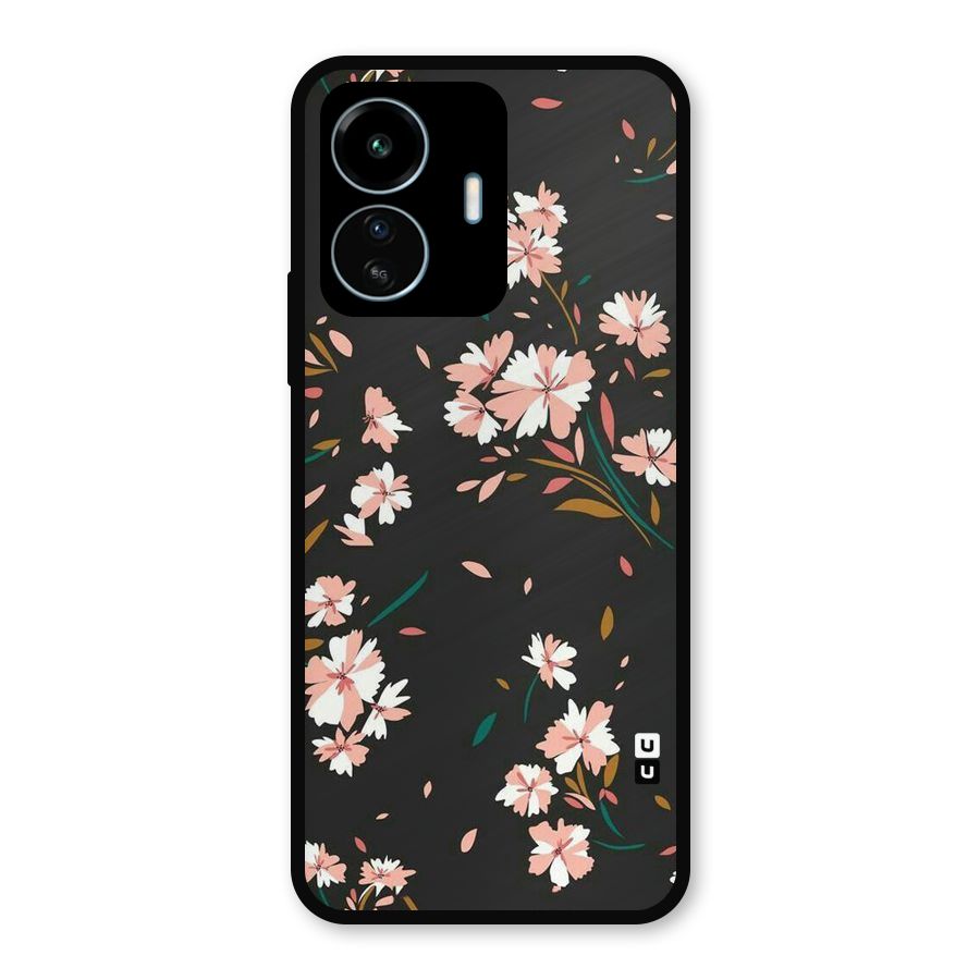 Floral Petals Peach Metal Back Case for vivo iQOO Z6 Lite 5G