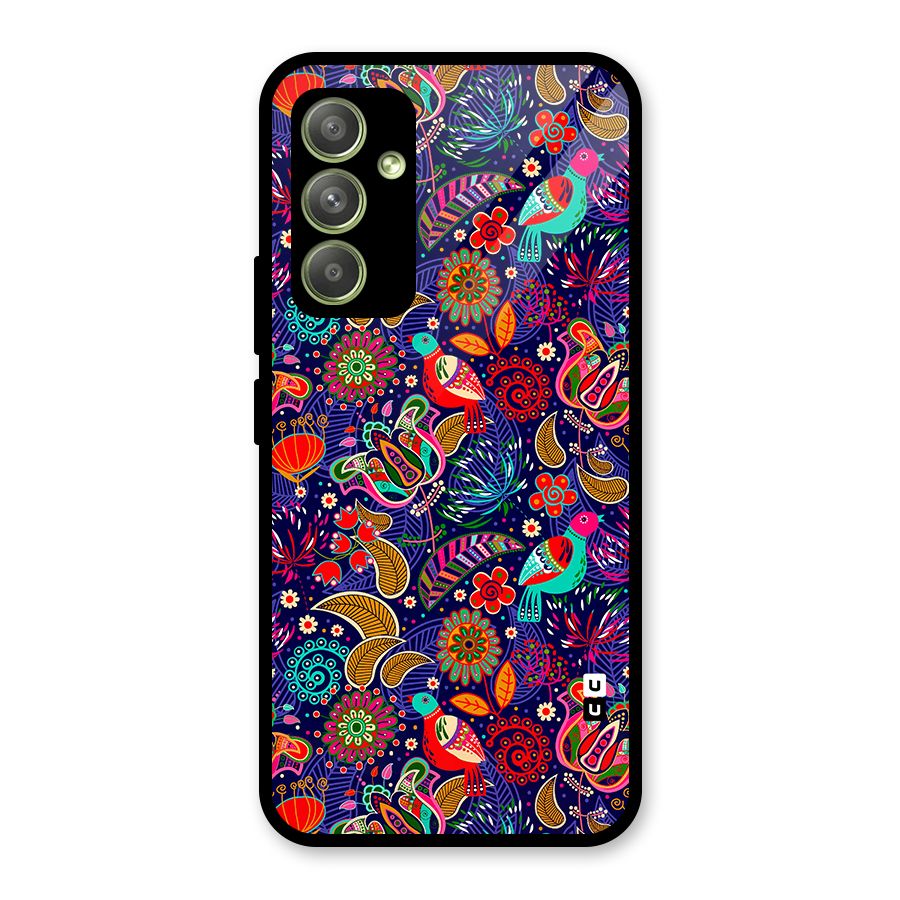 Floral Seamless Pattern Spring Flowers Glass Back Case for Galaxy A54