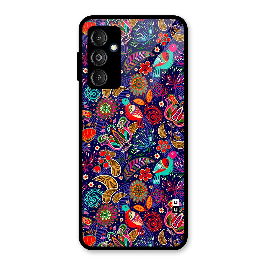 Floral Seamless Pattern Spring Flowers Glass Back Case for Galaxy M14 5G