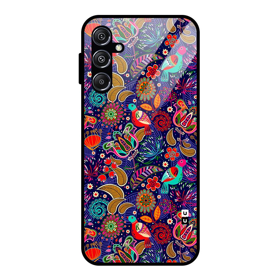 Floral Seamless Pattern Spring Flowers Glass Back Case for Galaxy M34 5G