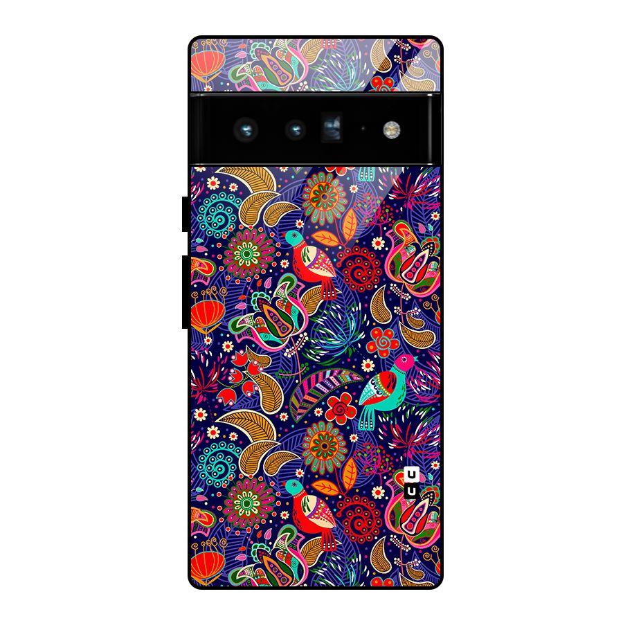 Floral Seamless Pattern Spring Flowers Glass Back Case for Google Pixel 6 Pro