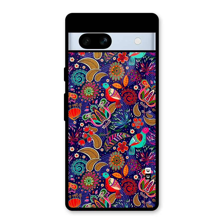 Floral Seamless Pattern Spring Flowers Glass Back Case for Google Pixel 7a