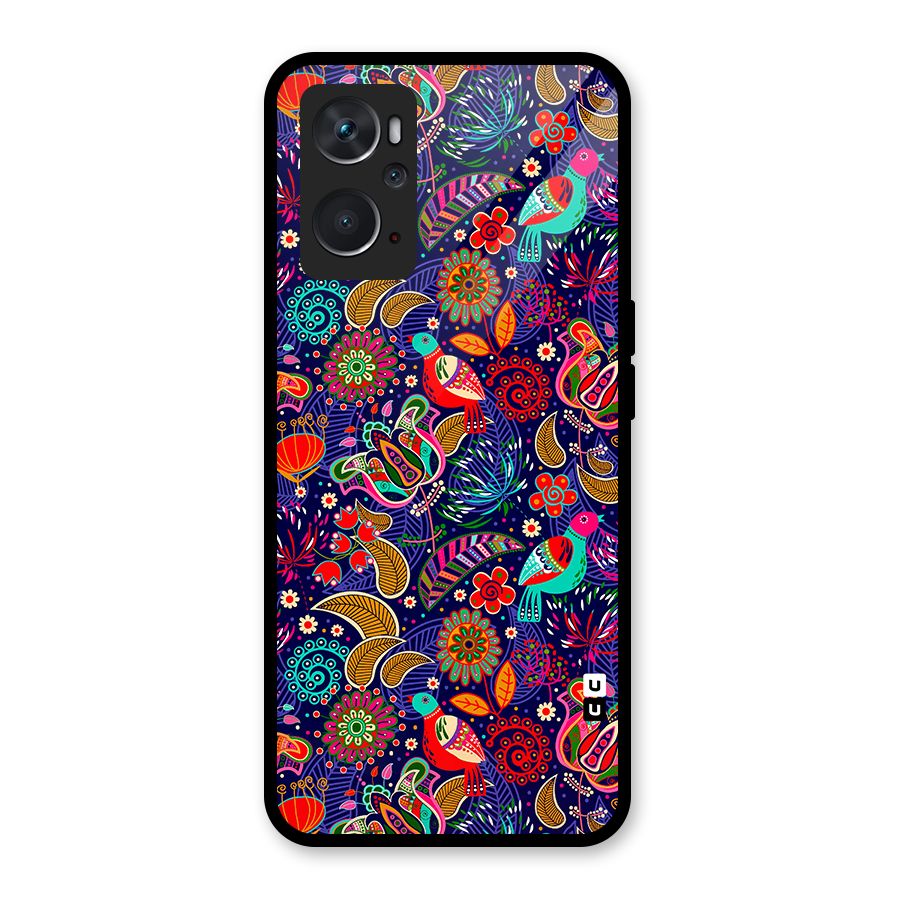 Floral Seamless Pattern Spring Flowers Glass Back Case for Oppo K10 4G