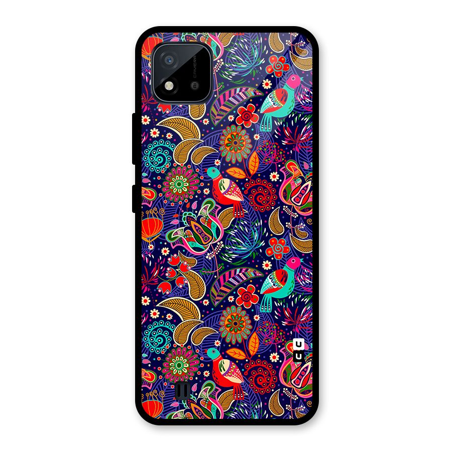 Floral Seamless Pattern Spring Flowers Glass Back Case for Realme C11 2021