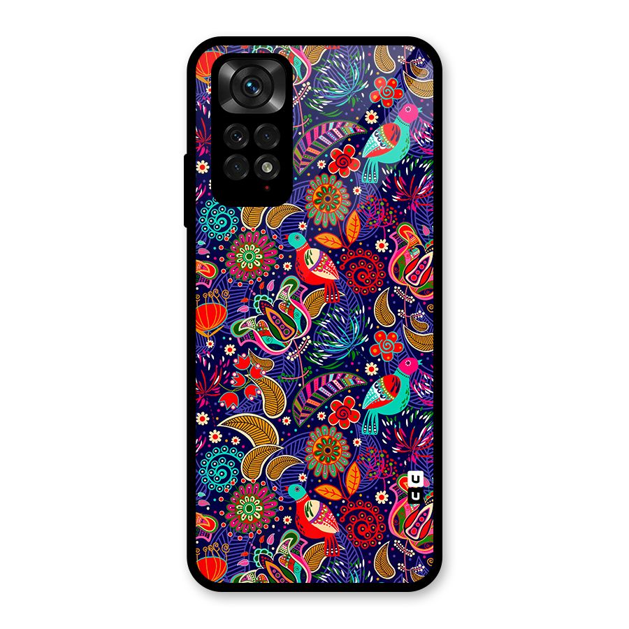 Floral Seamless Pattern Spring Flowers Glass Back Case for Redmi Note 11S