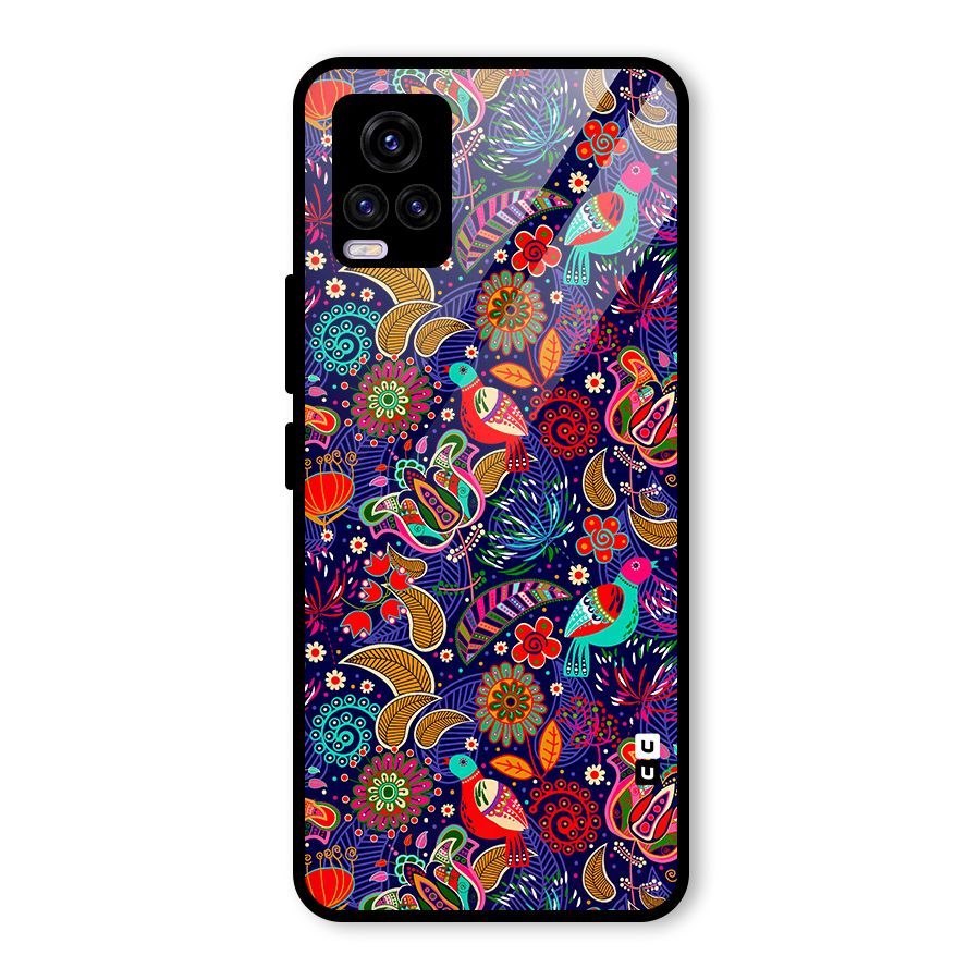 Floral Seamless Pattern Spring Flowers Glass Back Case for Vivo V20 2021