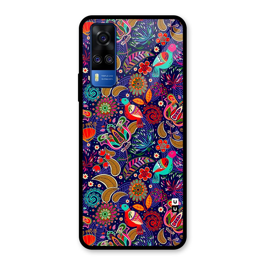 Floral Seamless Pattern Spring Flowers Glass Back Case for Vivo Y31