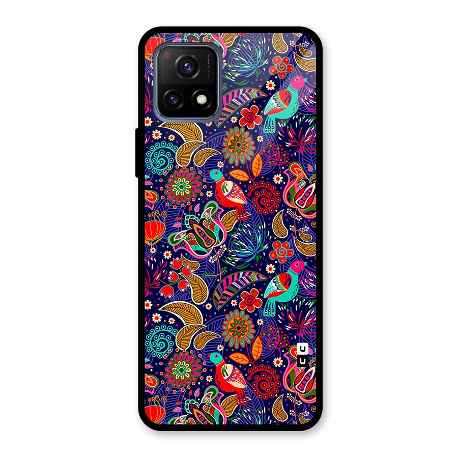 Floral Seamless Pattern Spring Flowers Glass Back Case for Vivo Y72 5G