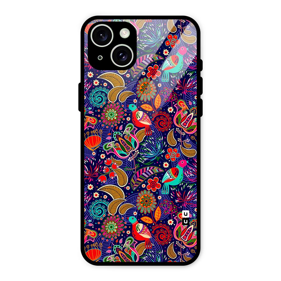 Floral Seamless Pattern Spring Flowers Glass Back Case for iPhone 15 Plus