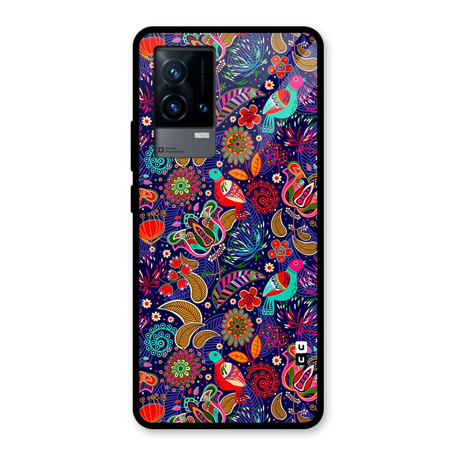 Floral Seamless Pattern Spring Flowers Glass Back Case for iQOO 9 5G
