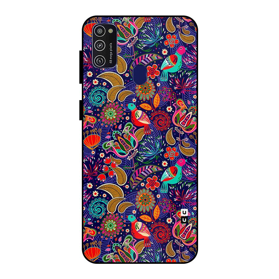 Floral Seamless Pattern Spring Flowers Metal Back Case for Galaxy M30s