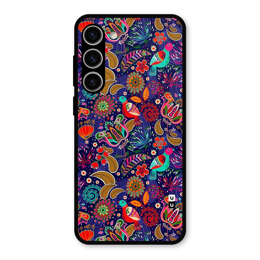 Floral Seamless Pattern Spring Flowers Metal Back Case for Galaxy S23 Plus