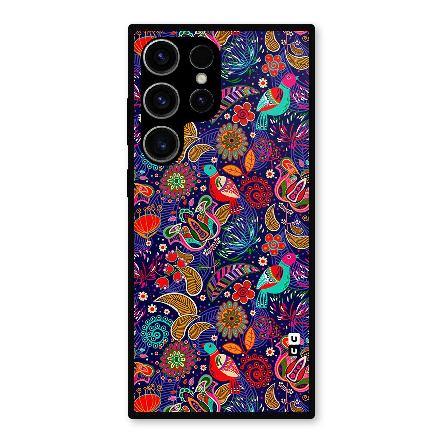 Floral Seamless Pattern Spring Flowers Metal Back Case for Galaxy S23 Ultra