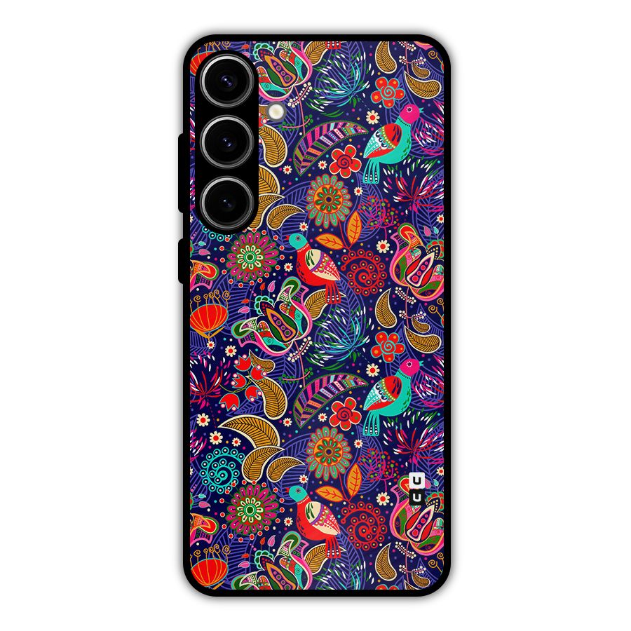 Floral Seamless Pattern Spring Flowers Metal Back Case for Galaxy S24 Plus