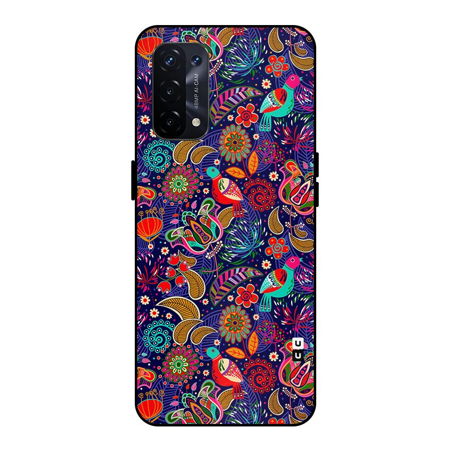 Floral Seamless Pattern Spring Flowers Metal Back Case for Oppo A74 5G