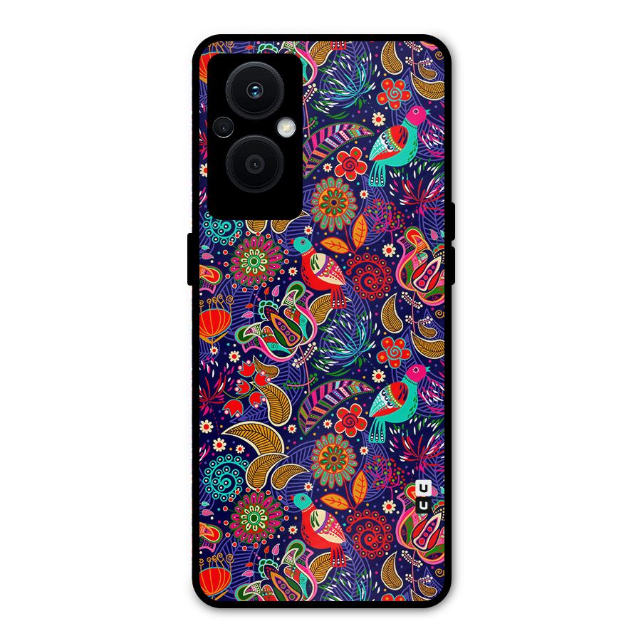 Floral Seamless Pattern Spring Flowers Metal Back Case for Oppo F21 Pro 5G