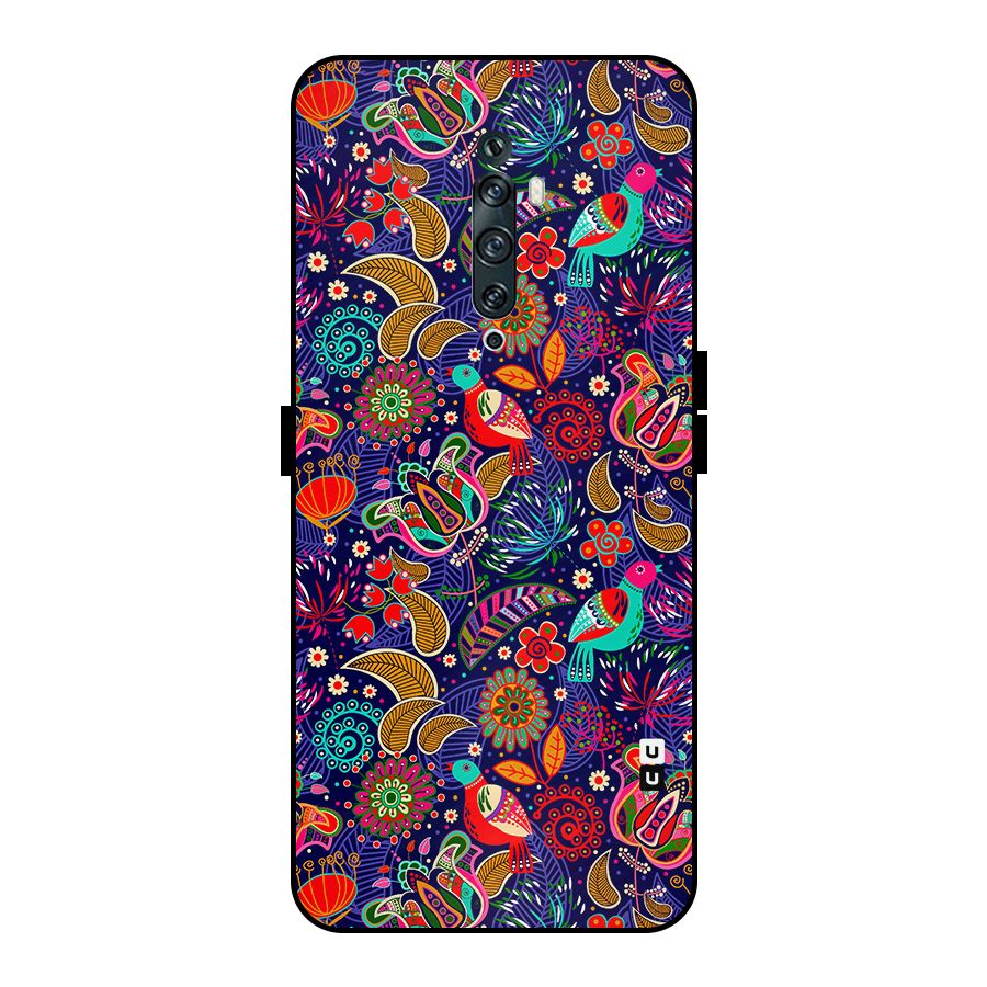 Floral Seamless Pattern Spring Flowers Metal Back Case for Oppo Reno2 Z