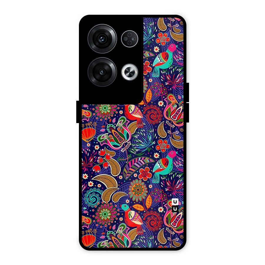 Floral Seamless Pattern Spring Flowers Metal Back Case for Oppo Reno8 Pro 5G