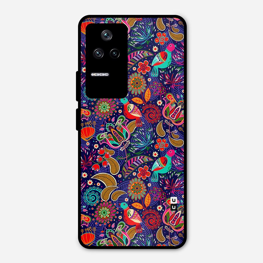 Floral Seamless Pattern Spring Flowers Metal Back Case for Poco F4 5G