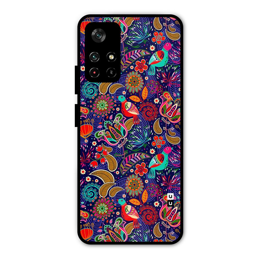 Floral Seamless Pattern Spring Flowers Metal Back Case for Poco M4 Pro 5G