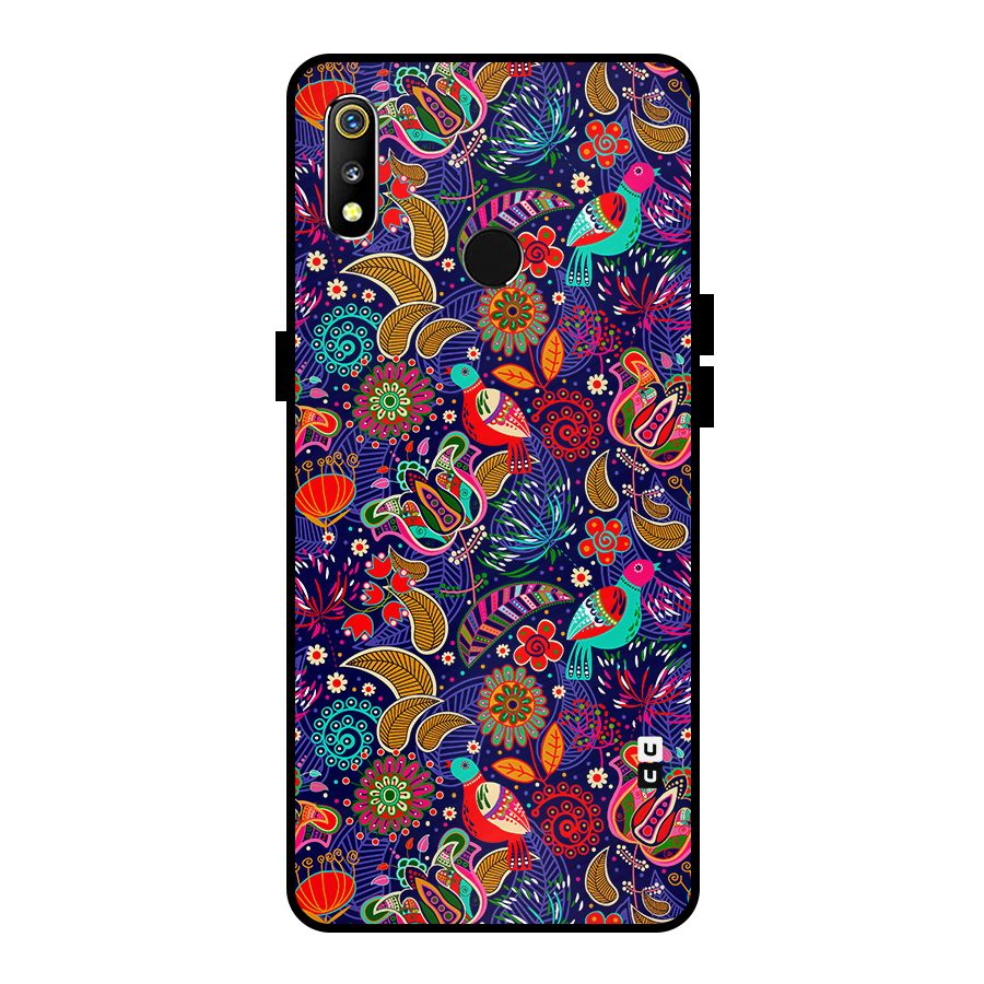 Floral Seamless Pattern Spring Flowers Metal Back Case for Realme 3