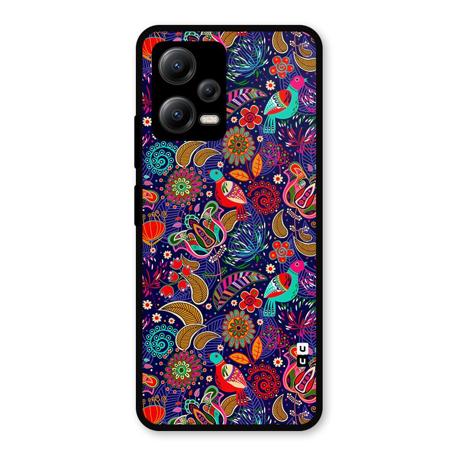 Floral Seamless Pattern Spring Flowers Metal Back Case for Redmi Note 12 5G