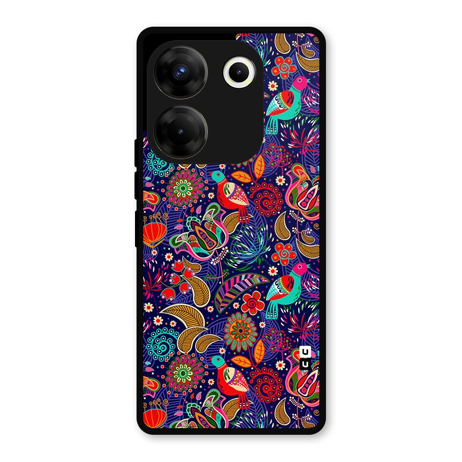 Floral Seamless Pattern Spring Flowers Metal Back Case for Tecno Camon 20