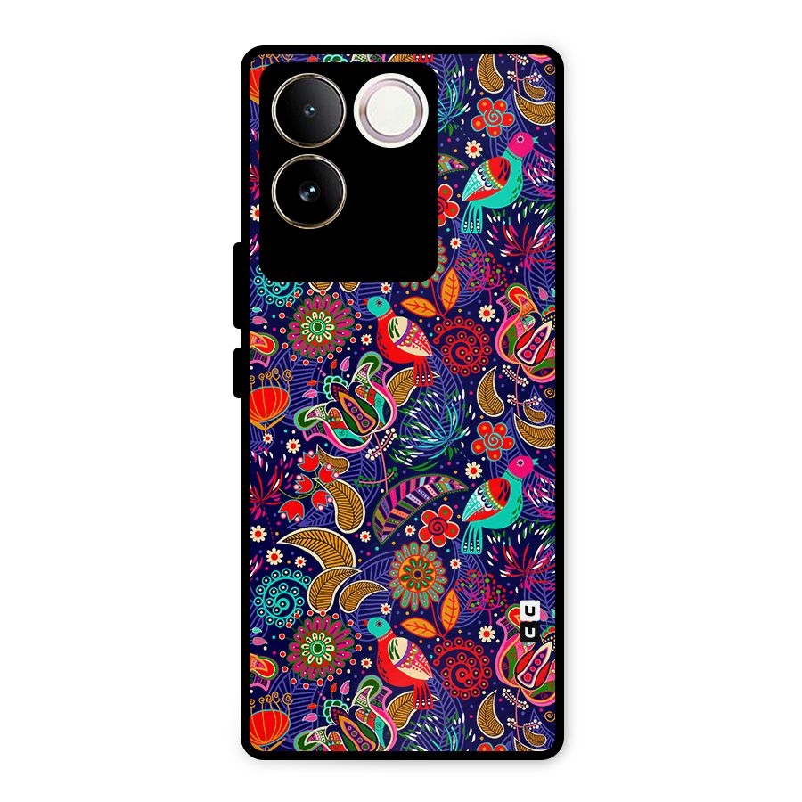 Floral Seamless Pattern Spring Flowers Metal Back Case for Vivo T2 Pro