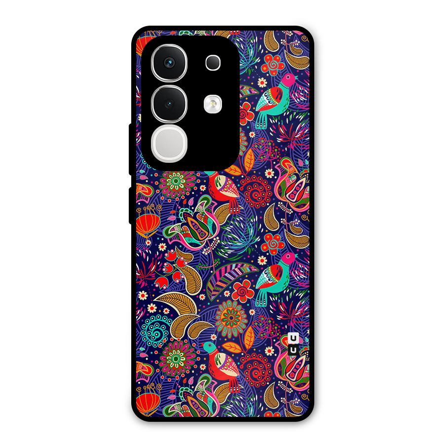 Floral Seamless Pattern Spring Flowers Metal Back Case for Vivo T4x